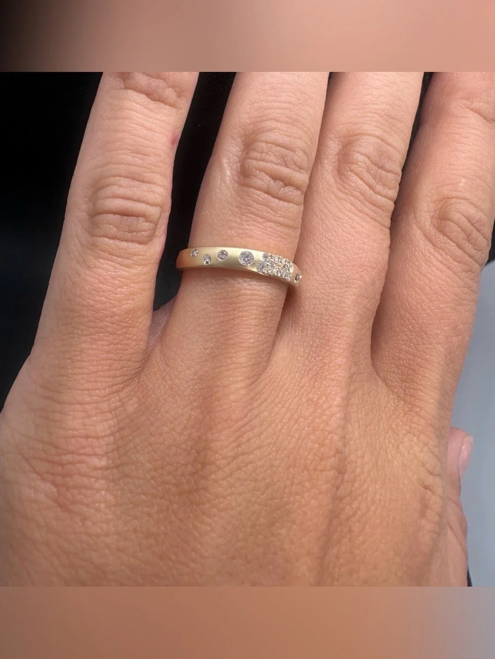 14K Yellow Gold Sandblast natural Diamond Band 0.21 CTW Size 6.5
